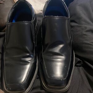 Sleek Black Leather Slip-On Shoes All-Manmade  Material very comfortable